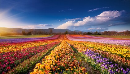 colorful field of spring flowers
