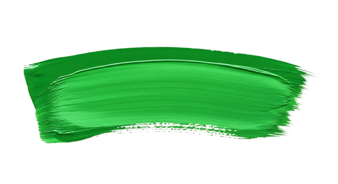 Green paint stroke with transparent backdrop on transparent background