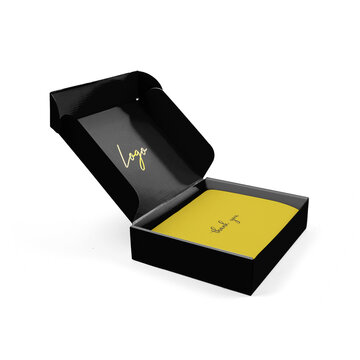 Black and Gold Mailer Box Mockup Image