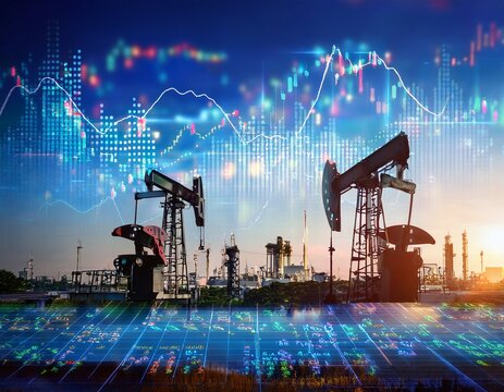 oil pump stock market cityscape energy finance - Powered by Adobe