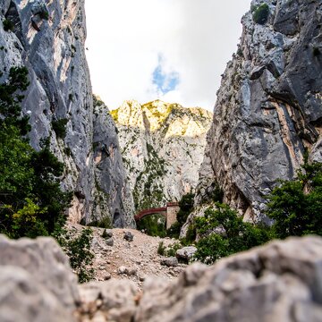 Mountain gorge, rocky path