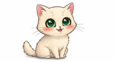 Adorable cartoon kitten beams playfully soft light. AI Generated