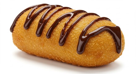 Golden fried pastry drizzled generously with rich dark chocolate. AI Generated