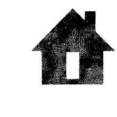 Vector Detailed stippled of a classic house with chimney.