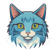Obraz premium Stylized Cat Portrait with Blue Fur and Yellow Eyes Detailed Feline Face