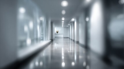 Modern Office Corridor:  A Serene and Sleek Interior Space