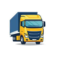 Vibrant Yellow Semi-Truck with Blue Trailer Illustrating Modern Transportation and Logistics Services