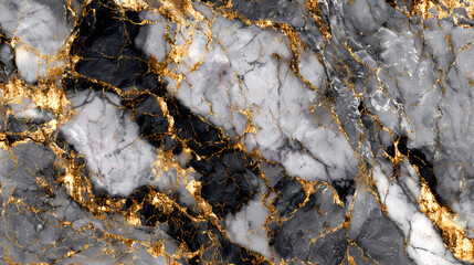 Obraz premium Rich dark marble texture with luxurious golden veins. An elegant abstract pattern in black, white, and grey, perfect for sophisticated design and upscale interior decor