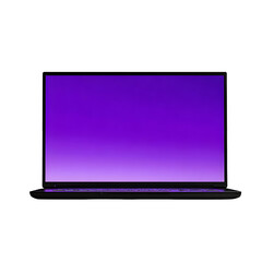 Purple screen laptop isolated on black