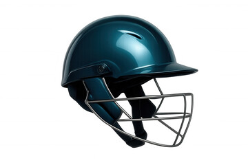 Cricket helmet with face guard isolated on transparent background, ensuring safety and protection for cricket players