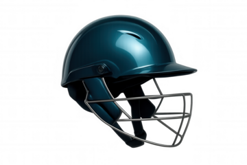 Cricket helmet with face guard isolated on transparent background, ensuring safety and protection for cricket players