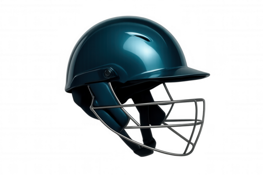 Cricket helmet with face guard isolated on transparent background, ensuring safety and protection for cricket players