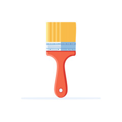 Illustration of a paint brush with an orange handle and yellow bristles