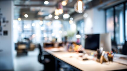 Obraz premium Blurred Modern Office Workspace