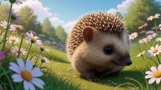 Kleiner Igel mit weichen, runden Stacheln, gro&szlig;en Augen