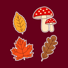 Obraz premium Autumnal floral sticker set