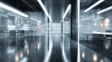 Fototapeta premium Futuristic Office Corridor: Modern Architecture and Design