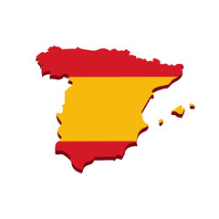 Fototapeta premium Spain map silhouette with flag colors red and yellow horizontal stripes