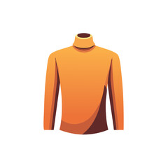 Stylish long sleeved roll neck top illustration in warm orange hues.