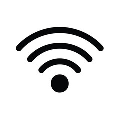 Black and White Wireless Network Signal Icon Indicating Connectivity and Communication
