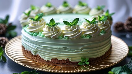 Peppermint cream cake close up 