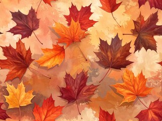 Autumn branches with dry maple leaves on textured background