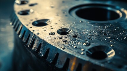 Wet industrial gear detail
