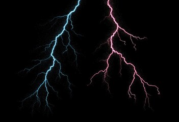 Two vibrant, light-toned lightning bolts against black