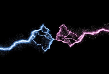 Two opposing, glowing, electric arcs
