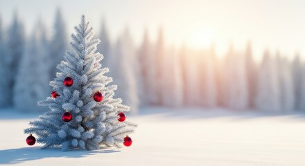 Snowy Christmas Tree in Winter Wonderland.