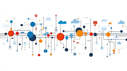 Abstract network connection background with colorful circles and lines design concept