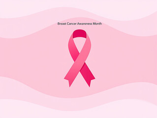 Pink ribbon symbol for Breast Cancer Awareness Month on a soft pink wavy background support hope