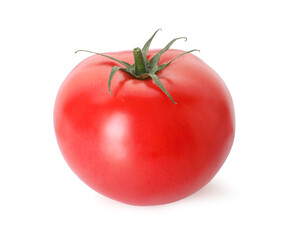 One ripe red tomato isolated on white