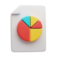 Obraz premium 3d pie chart on document isolated on transparent background