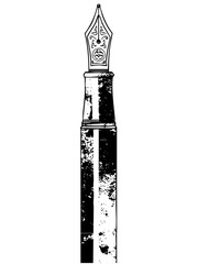 Vector Detailed of a vintage fountain pen with ornate nib.