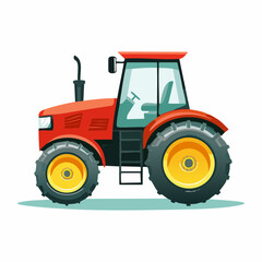 Obraz premium Joli tracteur coloré vue de profil, fond blanc, engin agricole