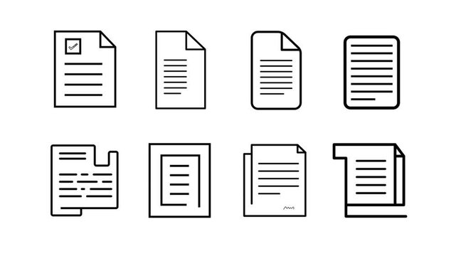 Animated Document Linear Icon set Animation &ndash; Modern Minimal Outline Motion Graphic for Digital Projects, Apps, Websites and Presentations &ndash; 4K Stock Video.