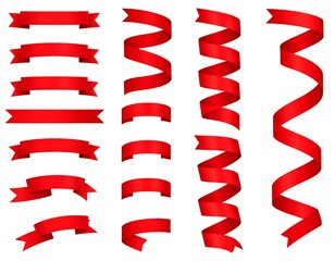 Collection of red ribbons