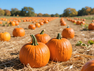 Pumpkin Orange Patch Field Farm Harvest Autumn Fall Seasonal Gourd