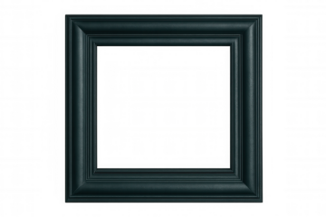 Dark green wooden picture frame, transparent backdrop highlighting artwork, photo display, minimal design