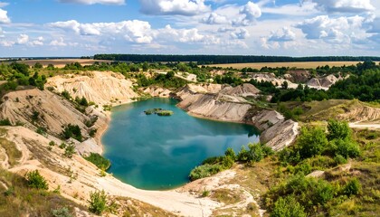 Obraz premium Quarry lake under a summer sky