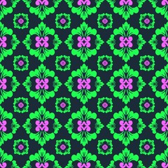 Vibrant Neon Green Floral Seamless Pattern
