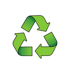 Fototapeta premium Green Recycling Symbol with Black Outline and Gradient Fill.