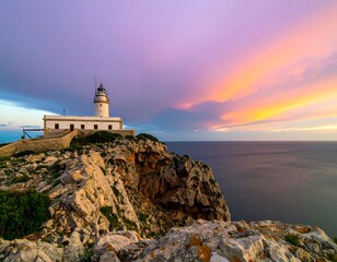 Dramatic sunset over a coastal lighthouse (1)