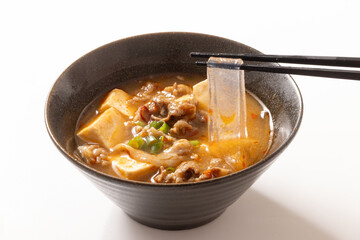 極太春雨の牛肉麻婆豆腐スープ