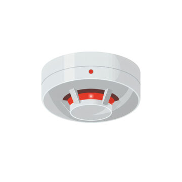 Modern white round smoke detector with a prominent red indicator light and central sensor essential safety device.