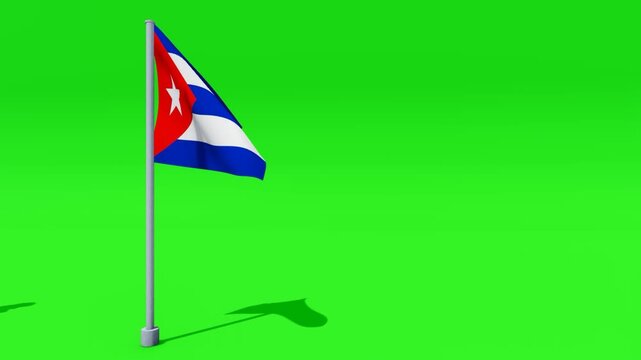 Realistic cuba flag waving in the wind in 4K video, for Independence Day or National Anthem, etc., green screen background with chroma key (Perfect Loop)