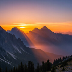 sunrise in the mountains