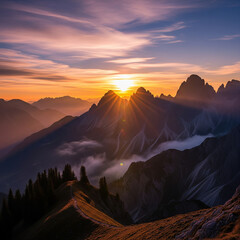 sunrise in the mountains