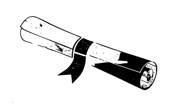 Vector Rolled parchment with ribbon a vintage graduation document .